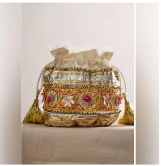 Free People Gold and Cream Embellished Clutch - Picture 2 of 5